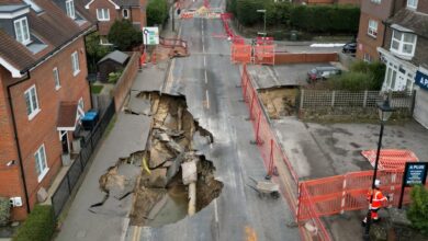 sinkhole appears in English village