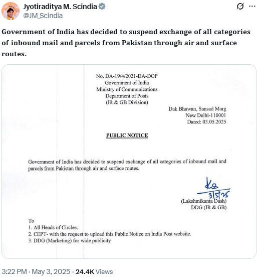 India bans all imports from Pakistan